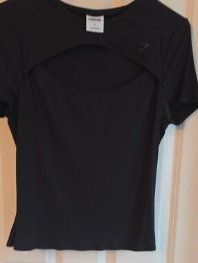 Gymshark Black Short Sleeve Top with Front Cutout
